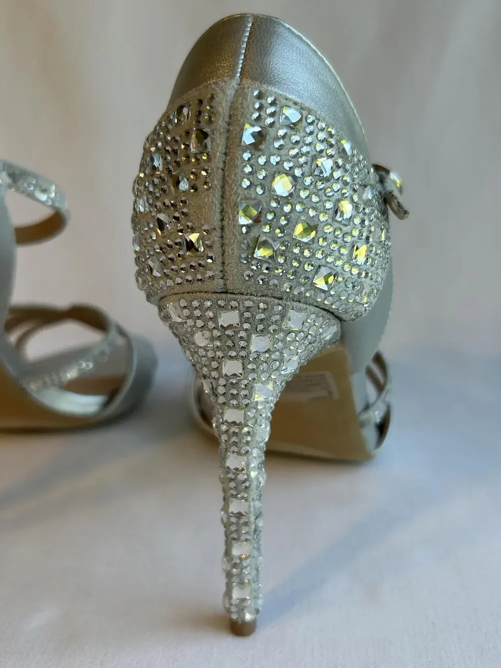 Lauren Lorraine Shoes Womens Size 6 Silver Daisey Crystal Heels Sandals Dress